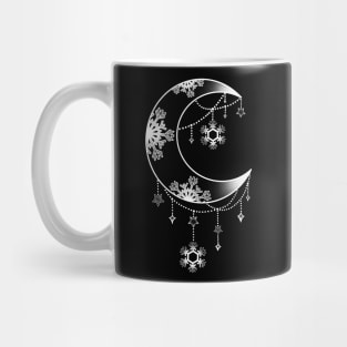 Crescent Moon Winter Christmas Snowflake Design Mug